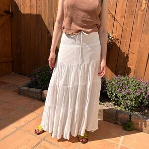 White tiered maxi skirt